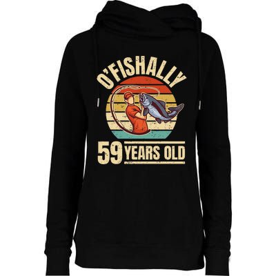 OFishally 59 Years Old Angler 59th Birthday Womens Funnel Neck Pullover Hood