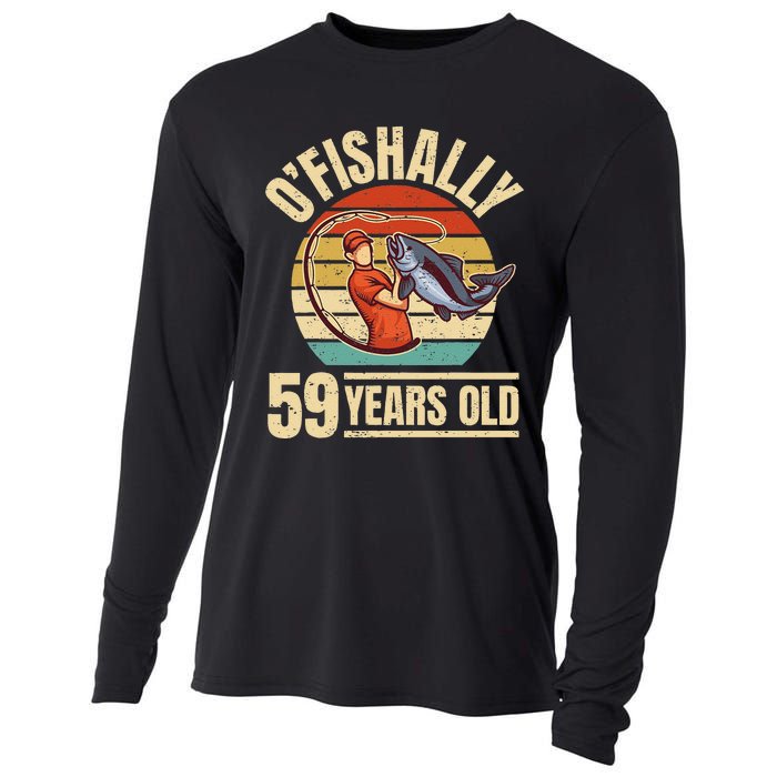 OFishally 59 Years Old Angler 59th Birthday Cooling Performance Long Sleeve Crew