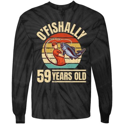 OFishally 59 Years Old Angler 59th Birthday Tie-Dye Long Sleeve Shirt