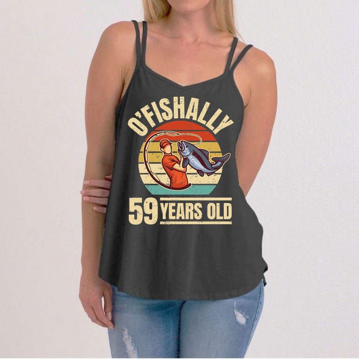 OFishally 59 Years Old Angler 59th Birthday Women's Strappy Tank