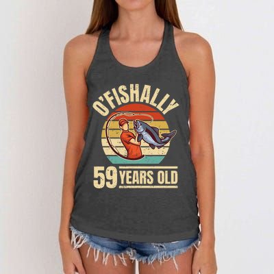 OFishally 59 Years Old Angler 59th Birthday Women's Knotted Racerback Tank