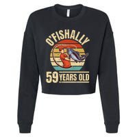 OFishally 59 Years Old Angler 59th Birthday Cropped Pullover Crew