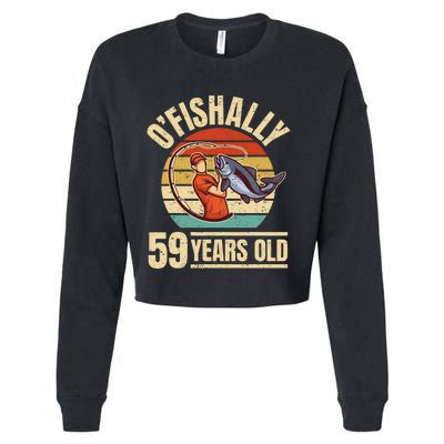 OFishally 59 Years Old Angler 59th Birthday Cropped Pullover Crew