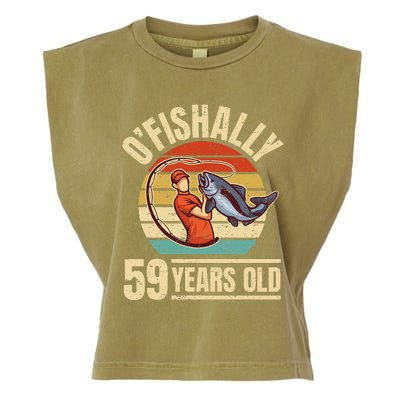 OFishally 59 Years Old Angler 59th Birthday Garment-Dyed Women's Muscle Tee