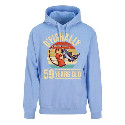 OFishally 59 Years Old Angler 59th Birthday Unisex Surf Hoodie