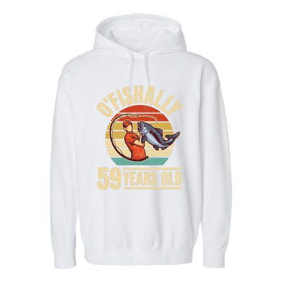 OFishally 59 Years Old Angler 59th Birthday Garment-Dyed Fleece Hoodie