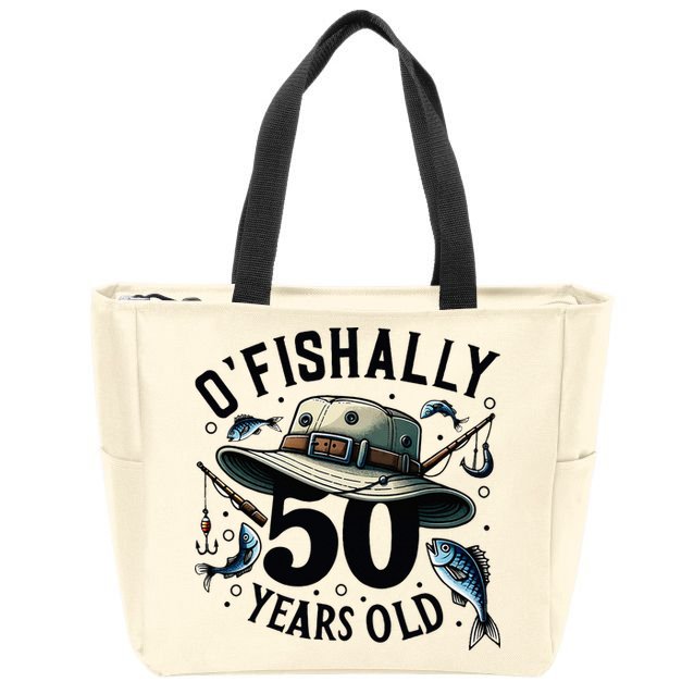 Ofishally 50 Years Old 50th Birthday Fisherman Fishing Lover Zip Tote Bag