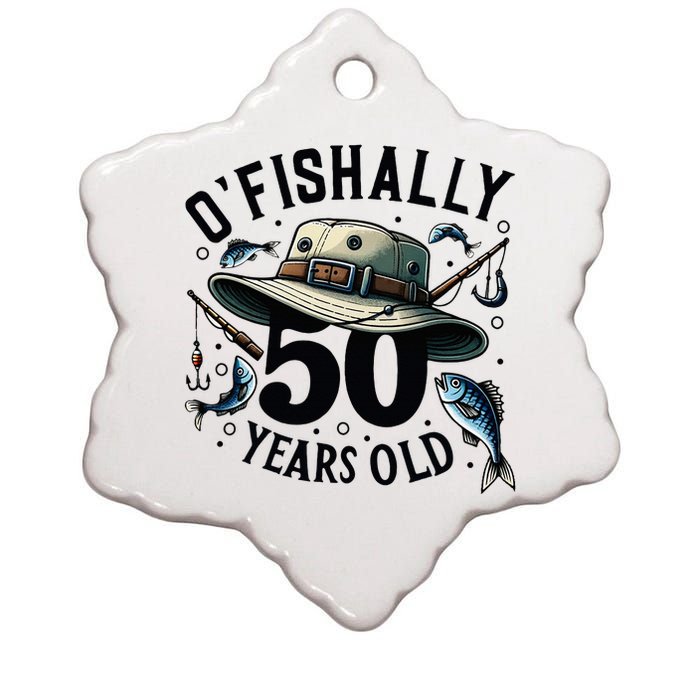 Ofishally 50 Years Old 50th Birthday Fisherman Fishing Lover Ceramic Star Ornament