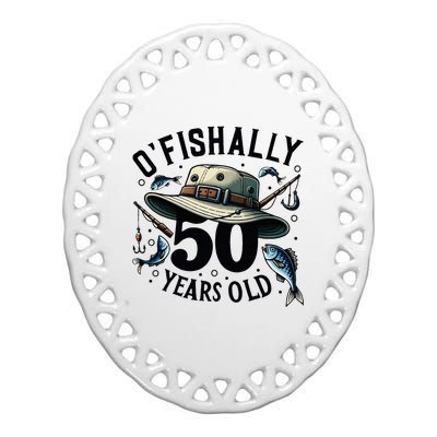 Ofishally 50 Years Old 50th Birthday Fisherman Fishing Lover Ceramic Oval Ornament