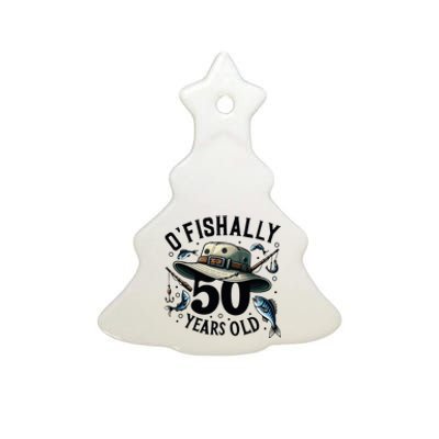 Ofishally 50 Years Old 50th Birthday Fisherman Fishing Lover Ceramic Tree Ornament