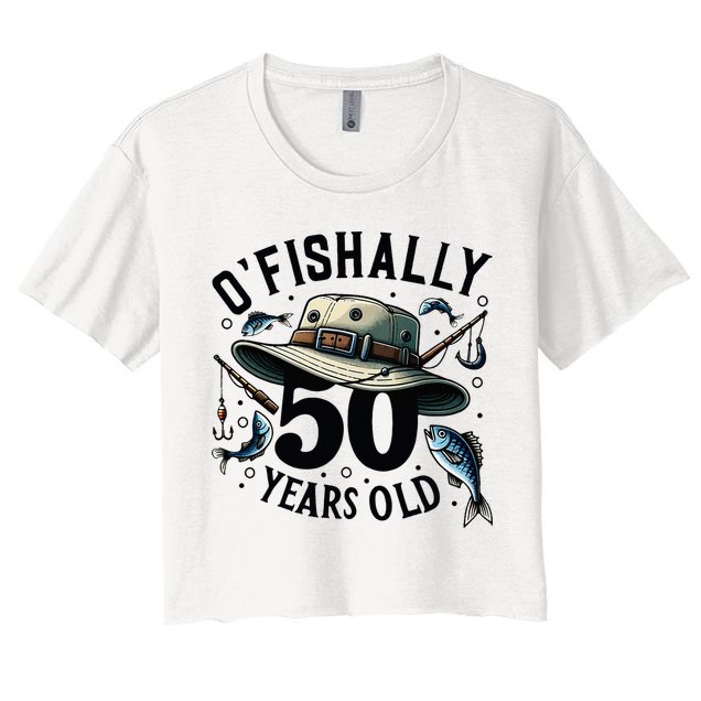 Ofishally 50 Years Old 50th Birthday Fisherman Fishing Lover Crop Top