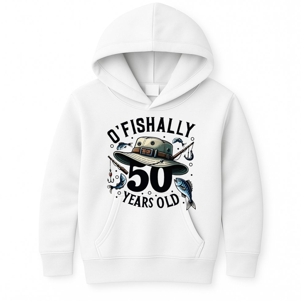 Ofishally 50 Years Old 50th Birthday Fisherman Fishing Lover Kids Hoodie