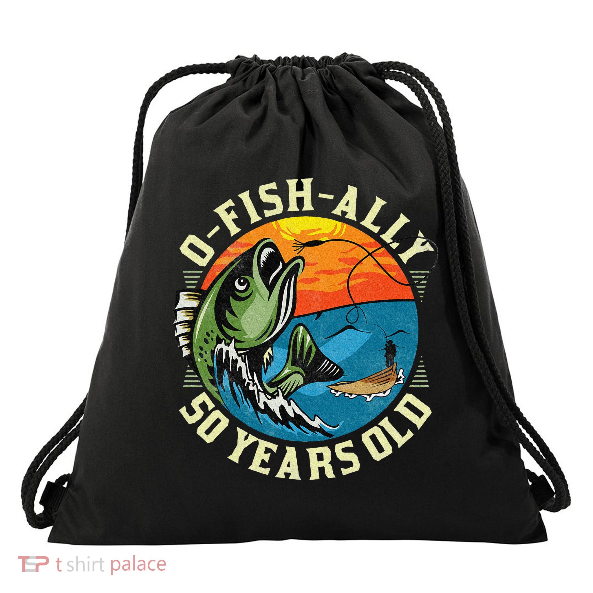 OFishAlly 50 Years Old 50th Birthday Fishing Drawstring Bag