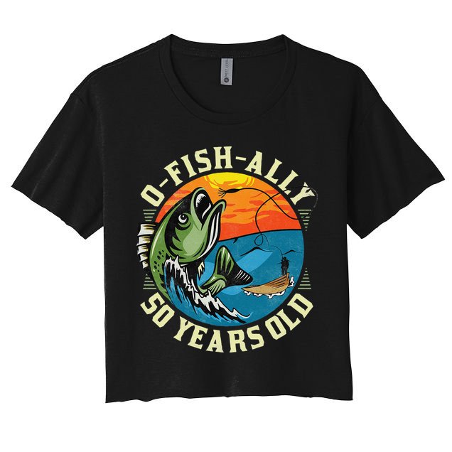 OFishAlly 50 Years Old 50th Birthday Fishing Crop Top
