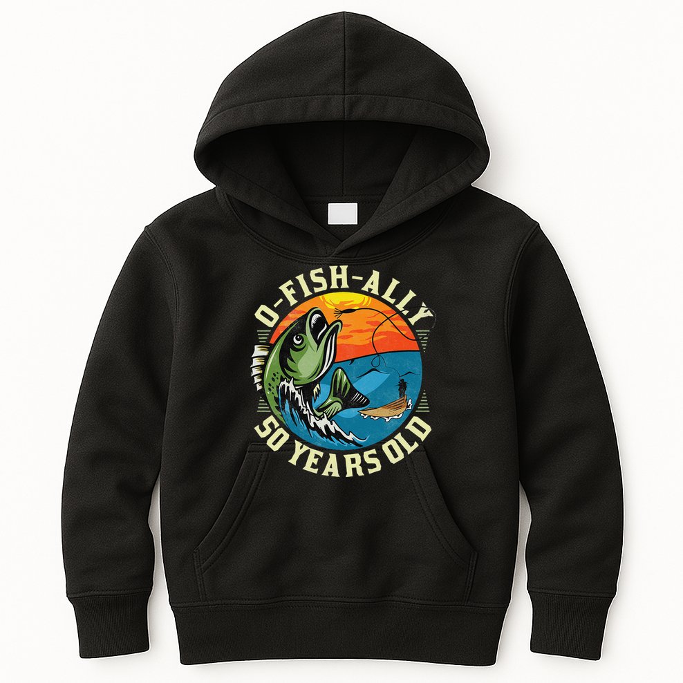 OFishAlly 50 Years Old 50th Birthday Fishing Kids Hoodie