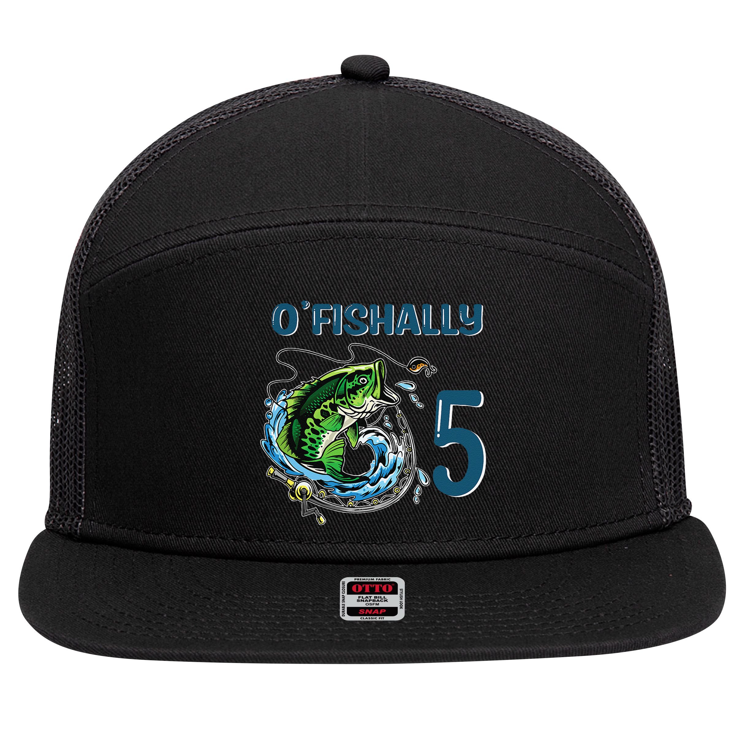 OFishally 5 Years Old Fisherman 5th Birthday Fishing 7 Panel Mesh Trucker Snapback Hat