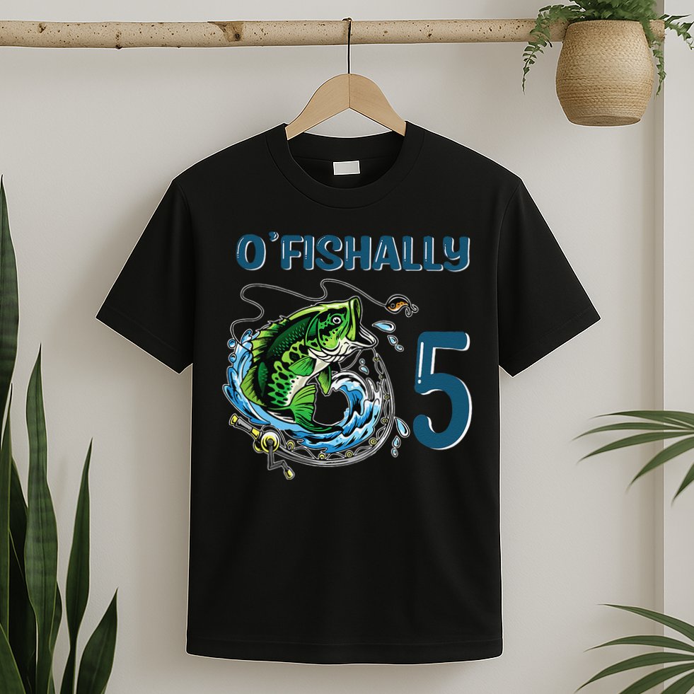 OFishally 5 Years Old Fisherman 5th Birthday Fishing T-Shirt
