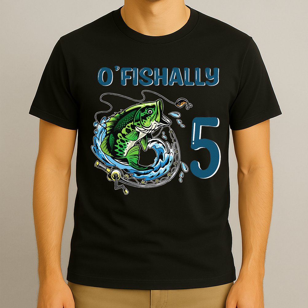 OFishally 5 Years Old Fisherman 5th Birthday Fishing T-Shirt
