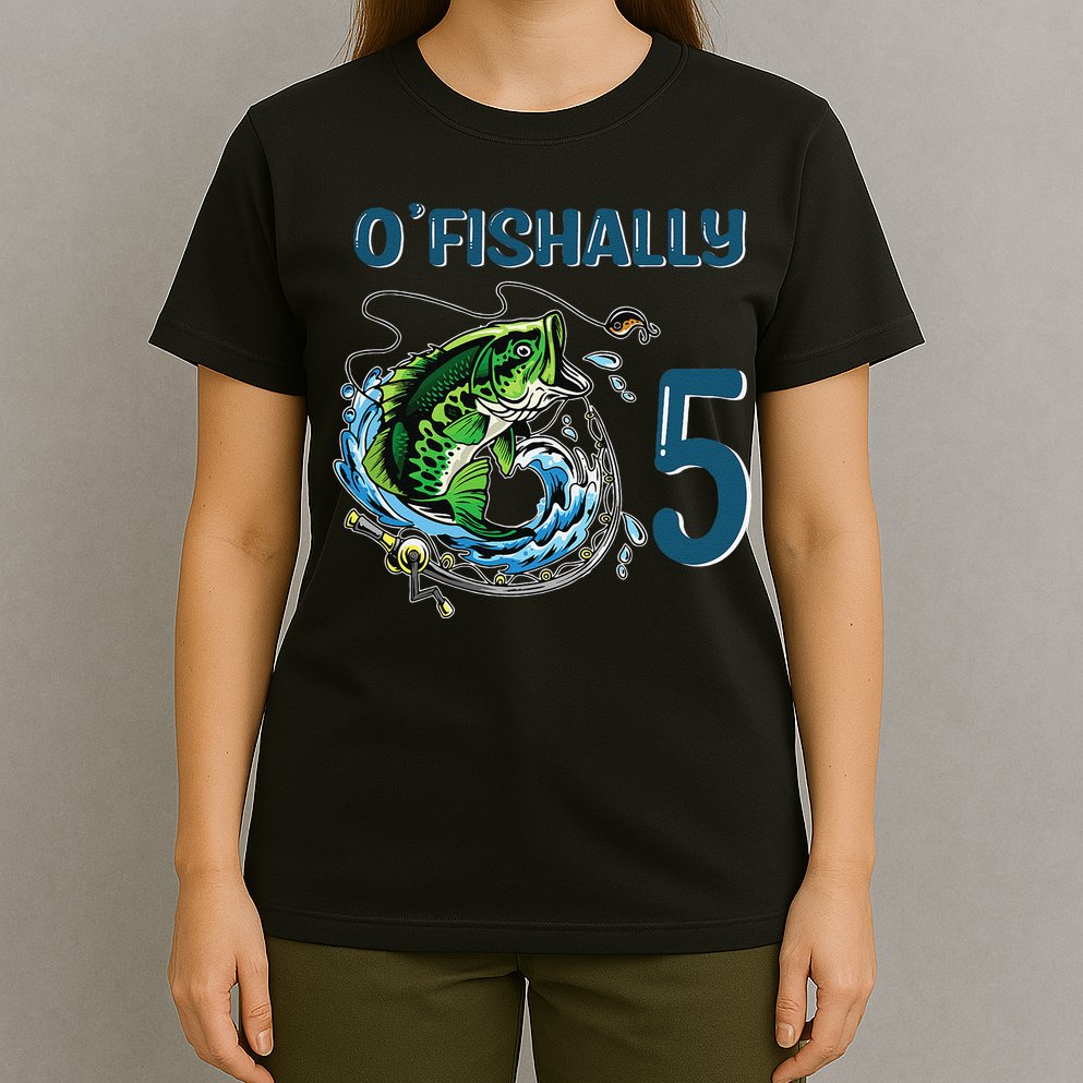 OFishally 5 Years Old Fisherman 5th Birthday Fishing T-Shirt