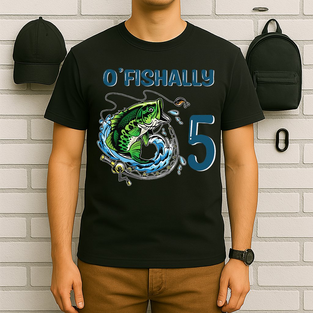 OFishally 5 Years Old Fisherman 5th Birthday Fishing T-Shirt