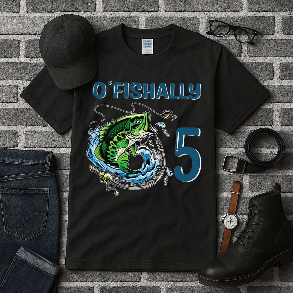 OFishally 5 Years Old Fisherman 5th Birthday Fishing Tall T-Shirt