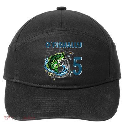 OFishally 5 Years Old Fisherman 5th Birthday Fishing 7-Panel Snapback Hat