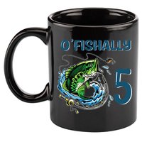 OFishally 5 Years Old Fisherman 5th Birthday Fishing 11oz C Handle Ceramic Mug