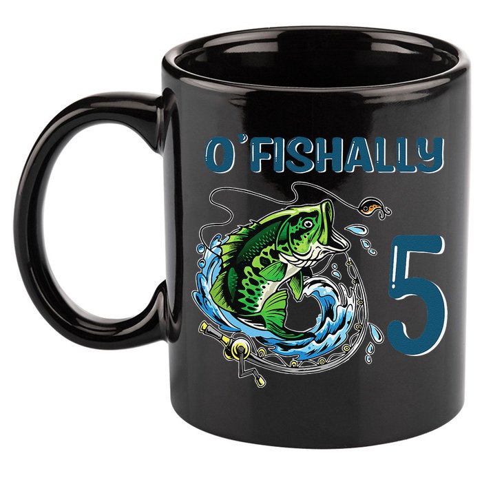 OFishally 5 Years Old Fisherman 5th Birthday Fishing 11oz C Handle Ceramic Mug