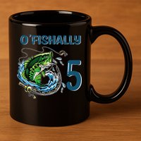 OFishally 5 Years Old Fisherman 5th Birthday Fishing 11oz C Handle Ceramic Mug