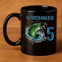 OFishally 5 Years Old Fisherman 5th Birthday Fishing 11oz C Handle Ceramic Mug