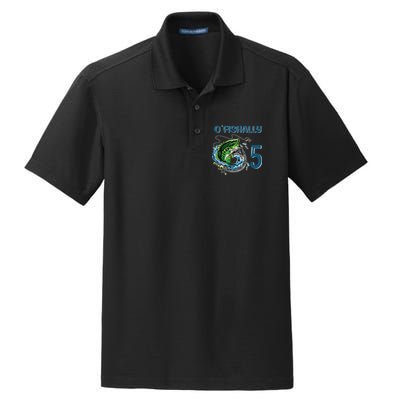 OFishally 5 Years Old Fisherman 5th Birthday Fishing Dry Zone Grid Polo