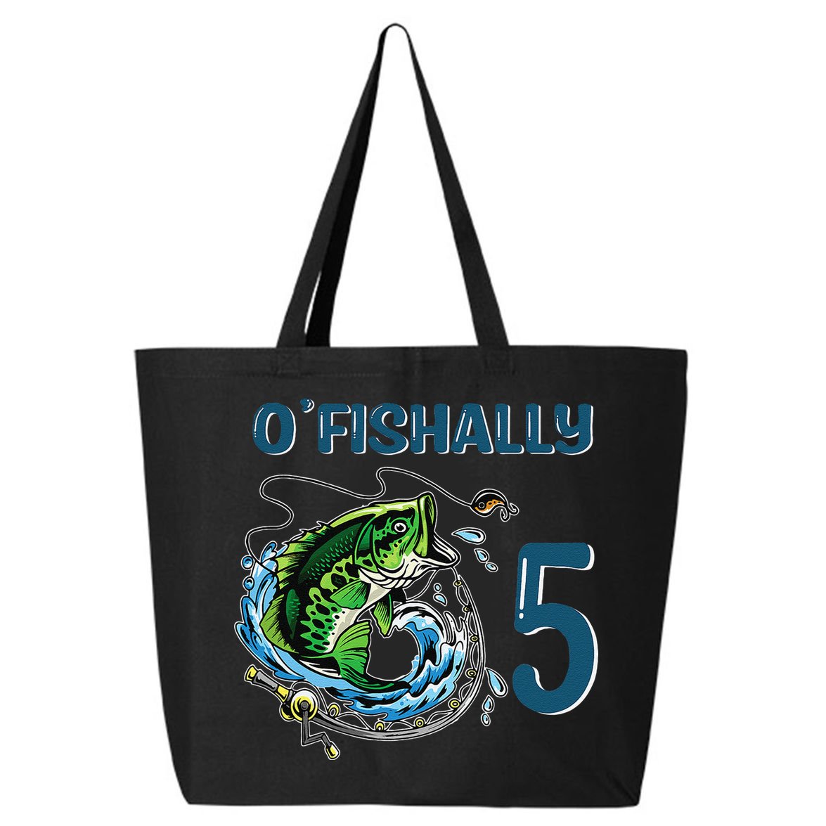 OFishally 5 Years Old Fisherman 5th Birthday Fishing 25L Jumbo Tote