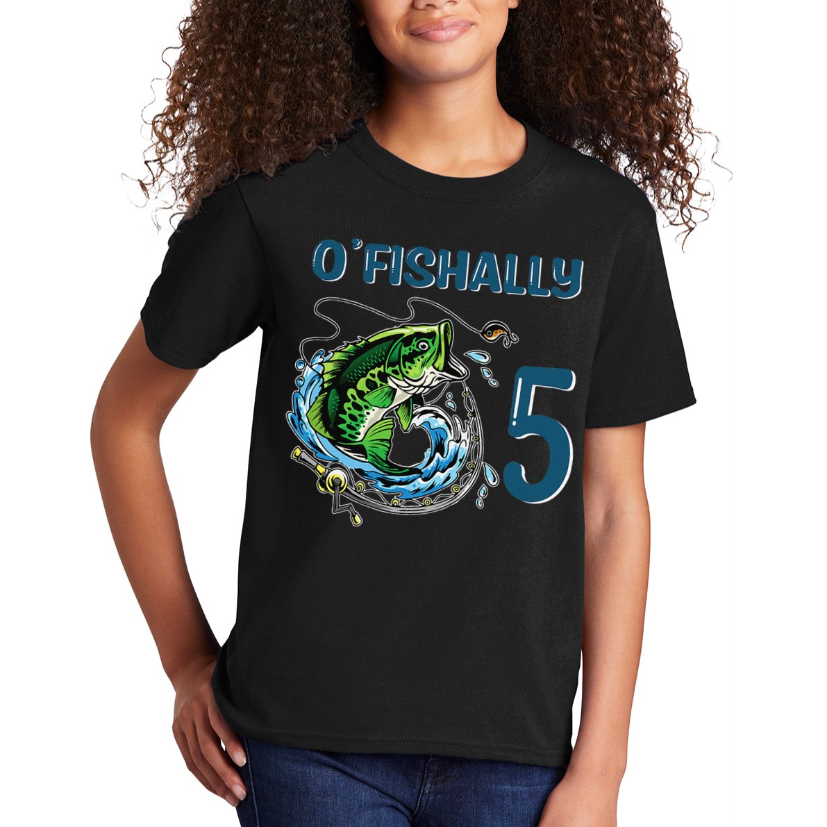 OFishally 5 Years Old Fisherman 5th Birthday Fishing Kids T-Shirt