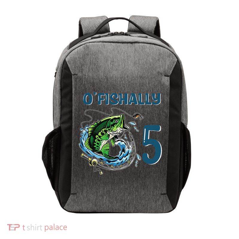 OFishally 5 Years Old Fisherman 5th Birthday Fishing Vector Backpack