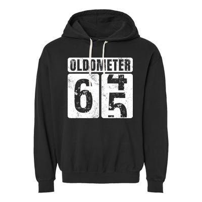 Oldometer 65 Vintage Funny 65th Birthday Gift Idea Garment-Dyed Fleece Hoodie