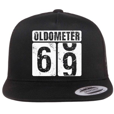 Oldometer 69 Vintage Funny 69th Birthday Gift Idea Flatbill Hat