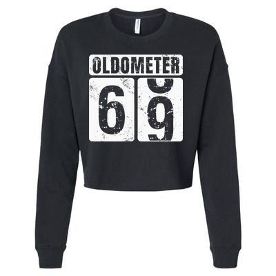 Oldometer 69 Vintage Funny 69th Birthday Gift Idea Cropped Pullover Crew