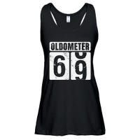 Oldometer 69 Vintage Funny 69th Birthday Gift Idea Ladies Essential Flowy Tank