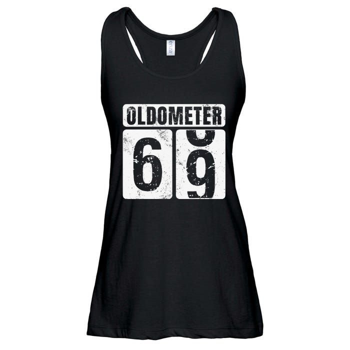 Oldometer 69 Vintage Funny 69th Birthday Gift Idea Ladies Essential Flowy Tank