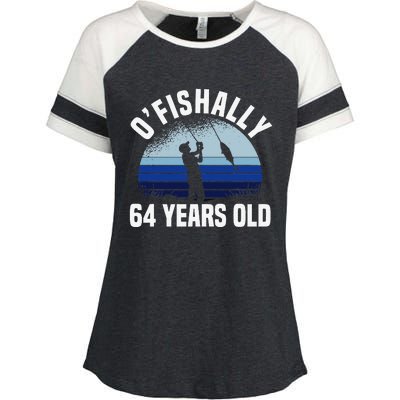 Ofishally 64 Years Old Fisherman 64th Birthday Fishing Enza Ladies Jersey Colorblock Tee