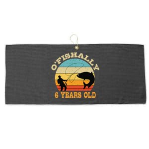 OFishally 6 Years Old Fishing Birthday Theme Party 6th Large Microfiber Waffle Golf Towel