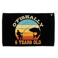 OFishally 6 Years Old Fishing Birthday Theme Party 6th Grommeted Golf Towel