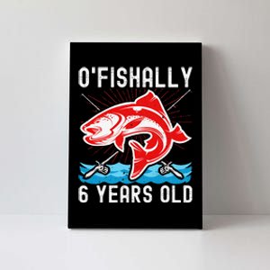 OFishally 6 Years Old Funny Birthday Fishing Canvas