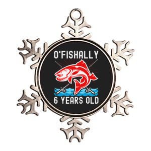 OFishally 6 Years Old Funny Birthday Fishing Metallic Star Ornament