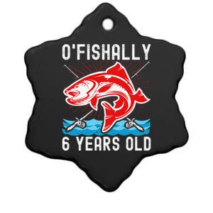 OFishally 6 Years Old Funny Birthday Fishing Ceramic Star Ornament