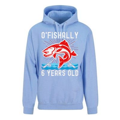 OFishally 6 Years Old Funny Birthday Fishing Unisex Surf Hoodie