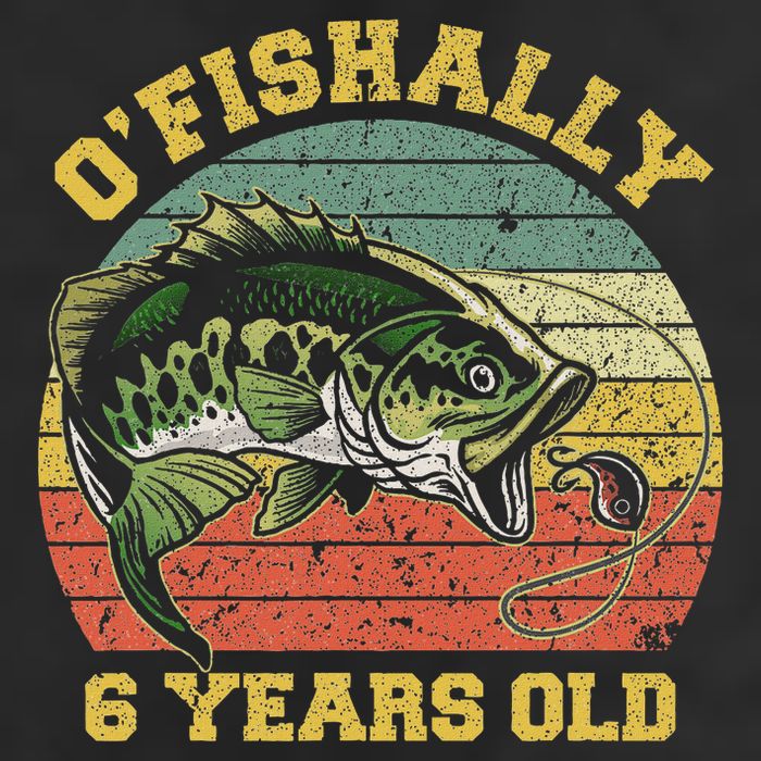 O'fishally 6 Years Old Fishing Birthday Theme Party 6th 7 Panel Mesh Trucker Snapback Hat
