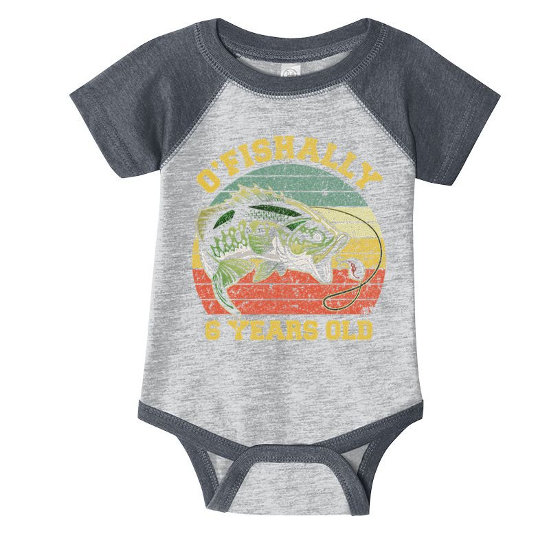 O'fishally 6 Years Old Fishing Birthday Theme Party 6th Infant Baby Jersey Bodysuit
