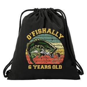 OFishally 6 Years Old Fishing Birthday Theme Party 6th Drawstring Bag