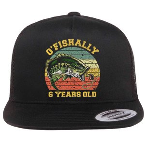 OFishally 6 Years Old Fishing Birthday Theme Party 6th Flat Bill Trucker Hat